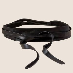 ADA black leather wrap belt, 96”